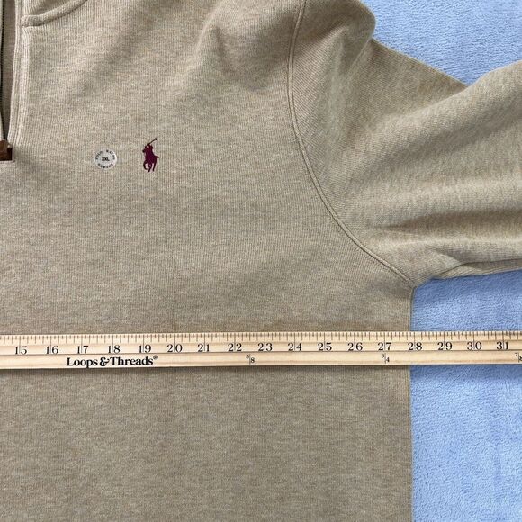Polo Ralph Lauren Mens 2XL Tan Estate-Rib Cotton Quarter-Zip Pullover Jocy Logo - Picture 11 of 13